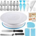 Kootek 71PCs Cake Decorating Kit, Baking Supplies Tools - Includes Cake Stand Turntable, 12 Icing Piping Tips, 2 Frosting Spatulas, 3 Scrapers, 50+2 Piping Bags, Coupler, Video Tutorial, Booklet