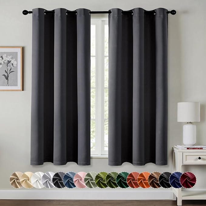 MIULEE Blackout Curtains for Bedroom 2 Panels 40 x 45 Inch Long Dark Grey | by MIULEE