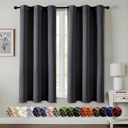 MIULEE Blackout Curtains for Bedroom 2 Panels 34 x 54 Inch Long Dark Grey | by MIULEE