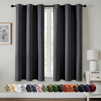 MIULEE Blackout Curtains for Bedroom 2 Panels 34 x 45 Inch Long Dark Grey | by MIULEE