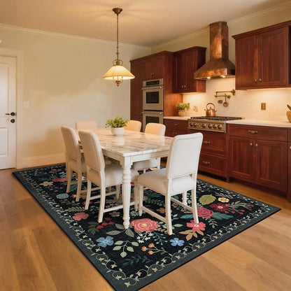 8x10 Area Rug, Floral Rugs for Living Room, Stain-Resistant Washable Bedroom Rug - Image 3