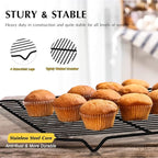 Cooling Rack Set of 2, E-far 1/2 Sheet Baking Racks for Oven Cooking Roasting Grilling, Non-stick 16.4” x 11.4” Wire Rack for Cookie Cake Bacon Meat Resting, Non-toxic & Easy to Clean