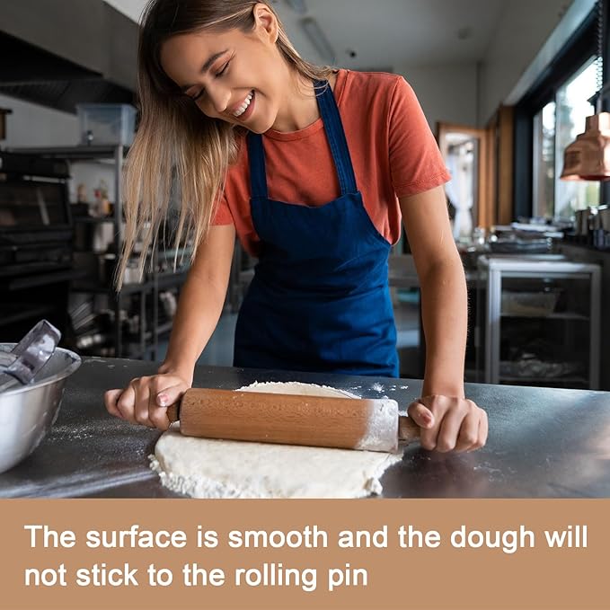 HARFINGTON Silicone Rolling Pin 10" Silicone Surface Non-Stick Stainless Steel Inner Core Dough Roller Kitchen Roller for Baking Pastry Pizza Fondant Bread, Dark Green