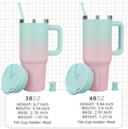 BJPKPK 30 oz Stainless Steel Tumbler With Handle Insulated Tumblers With 2 Straw Travel Coffee Mug With Lid,Bubble Gum