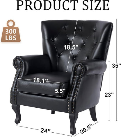Modern Accent Chair Set of 2, Mid-Century PU Leather Armchair - Image 2