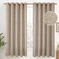 YoungsTex Oatmeal Linen Curtains 60 x 63 Inch Length 2 Panels Set | Wide Semi by YoungsTex