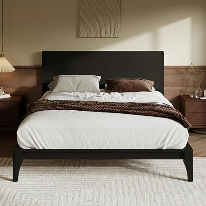 Merax Queen Size Bamboo Platform Bed, Mid-Century Modern Bed Frame - Image 5
