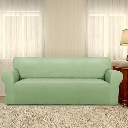 PureFit Stretch Oversized Couch Covers Fleece Sofa Slipcovers Sage Green | - Image 2