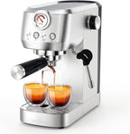 Espresso Machine 20 Bar, Espresso Coffee Maker with Professional Milk Frother Steam Wand for Cappuccino & Latte, 49oz Removable Water Tank for Home, Stainless Steel