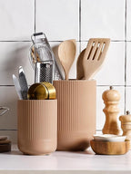 LE TAUCI Utensil Holder, 7.3"+5.4" Ceramic Kitchen Utensil Holder for Countertop, Large Cooking Utensil Crocks for Kitchen Counter, Morden Utensil Organizer for Spatula, Set of 2, Dusty Pink