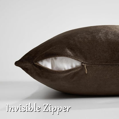 GIGIZAZA Brown Velvet Pillow Covers 20x20 Decorative Pillows Pack of 2 | Throw - Image 4