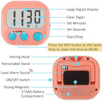 12 Pack Digital Kitchen Timers for Cooking Magnetic Timer for Cooking Loud Alarm Pink