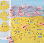 10Pcs Halloween Cookie Cutters, 3D Cookie Cutter with Plunger Stamp, Ghost Biscuit Cutters Cake Baking Fondant Embosser Stamps Halloween Party DIY Cake Decorating Tools(L10)