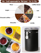 Stainless Steel Food Container with Clear Lids Airtight Container Stackable Small Canisters Kitchen Pantry Storage for Cereal, Snacks, Candy, Herbs, Spices, Sugar, Tea (1.8L Dark Black-2)