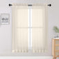 Cream Sheer Curtains 68 Inch Length 2 Panels Set by OWENIE