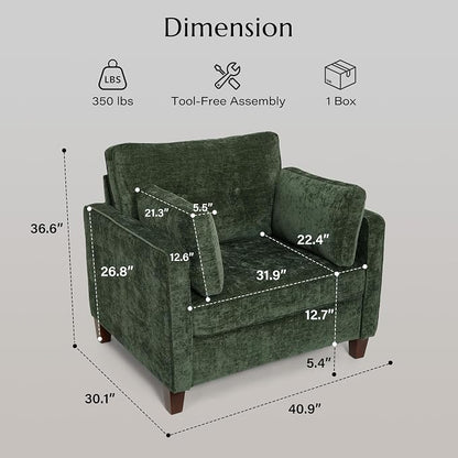 Luxury Oversized Accent Chair Set of 2, 40.9" Upholstered Piping Single - Image 2