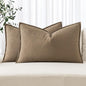 MIULEE Decorative Linen Lumbar Pillow Covers 12x20 Inch Khaki | Boho Farmhouse​ by MIULEE
