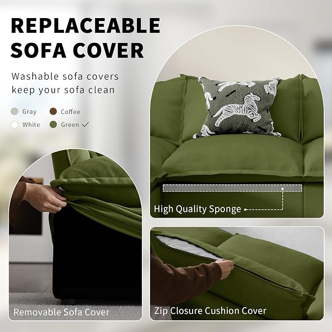 2 Seat with Ottoman L Shape Modular Sectional Couch Sofa - Image 5