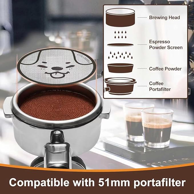 51mm Espresso Puck Screen, Lower Shower Screen, Metal Coffee Reusable Filter for 51mm Espresso Portafilter Basket, 1.7 Thickness(Piggy)