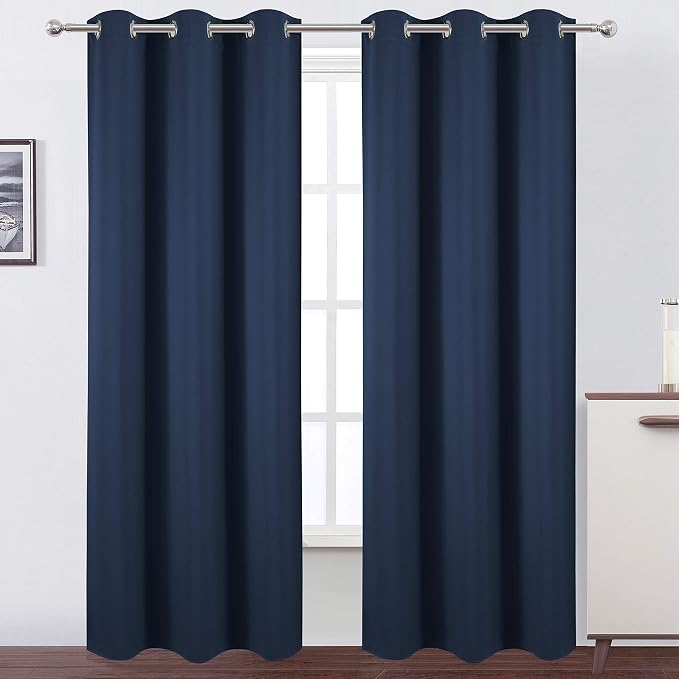 Blackout Curtains 42 x 84 inch/Navy Curtains Set of 2 Panels/Thermal Insulated by Lemomo
