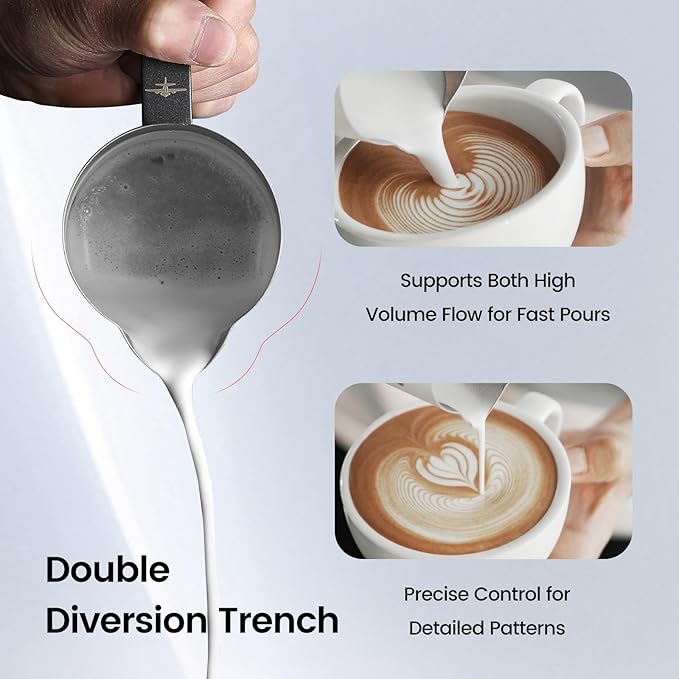 MHW-3BOMBER Espresso Steaming Pitcher Milk Frothing Pitcher Stainless Steel Milk Coffee Cappuccino Latte Art Barista Cup (Origin White, 20 Ounces) P5544
