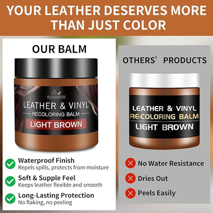 Leather Recoloring Balm and Scratch Repair Kit, Light Brown Leather Restorer - Image 2
