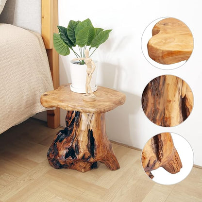 13.8" Cedar Stump Stool, Natural Wooden Side Table, Plant Stool, Live Edge - Image 9