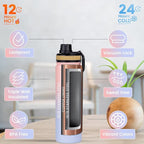 Lexlion Tea Infuser Bottle - Fruit Infuser Water Bottle 22 Oz, Triple Walled Insulated Stainless Steel Bottle, Thermal Leaf, Silicone Sleeve, 3 Lids Leakproof, Metal Mug Gallon