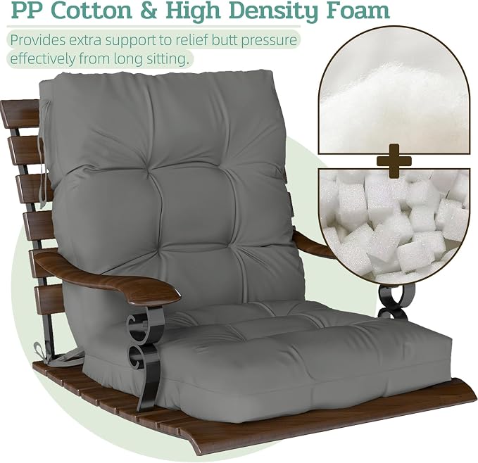Outdoor Chair Cushions Set of 2, High Back Soft Seat Pad - Image 4