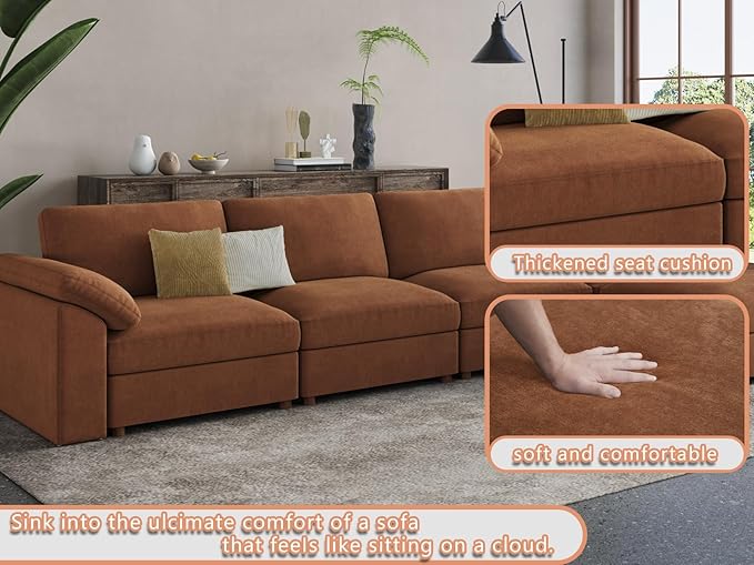 EASE MOOSE Oversized L Shape Sectional Couch, Extra Large Deep seat Brown - Image 7