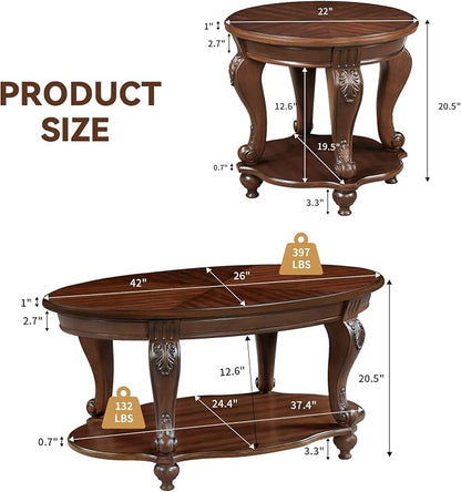 LKTART Wood Coffee Table Set - Image 3