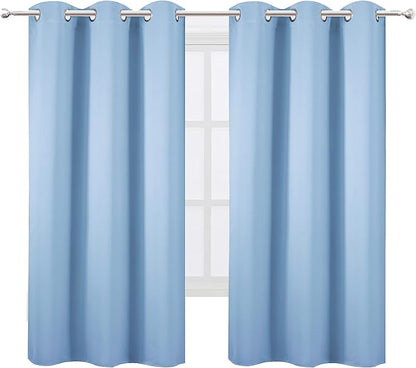 Sky Blue Thermal Blackout Curtains/38 x 63 Inch/Set of 2 Panels Room Darkening - Image 2