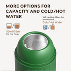 Fast self-heating Portable Electric Espresso Coffee Maker, 2 IN 1 Extraction Espresso Machine, Support Ground Coffee and NS capsule, for Travel,Car,Hiking,Climbing（Green） Rich Crema
