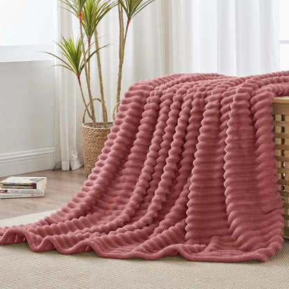 BEDELITE Ribbed Twin Blanket for Couch & Bed, Brick Dust, Warm Yet Lightweight - Image 7
