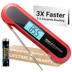 Professional 3X Faster 0.5sec Instant Read Meat Thermometer Digital, High Accuracy ±0.5°F, IP67 Waterproof, Auto Wake/Sleep & Rotate Display, NSF & NIST Certified, Backlight Fry Oil Candy Thermometer