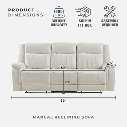 Lexicon Manual Double Reclining Sofa, Polished Microfiber Upholstered 3 Seater - Image 5