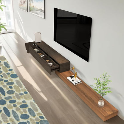 Retractable TV Stand, Solid Wood Minimalist TV Shelf, Mid-Century TV Console - Image 2