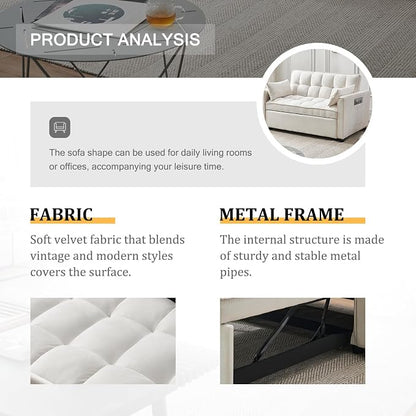 3-in-1 Convertible Sleeper Sofa Bed, Premium Velvet Pull Out Loveseat - Image 3