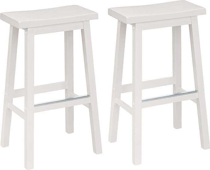 Amazon Basics Solid Wood Saddle-Seat Counter Height Bar Stools by AmazonBasics
