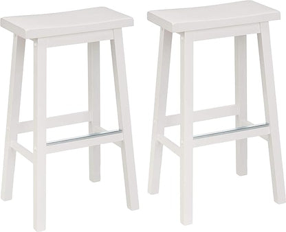 Amazon Basics Solid Wood Saddle-Seat Counter Height Bar Stools by AmazonBasics