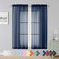 Simplebrand Blue Sheer Curtains 63 Inch Length 2 Panels, Rod Pocket Solid Color by Simplebrand