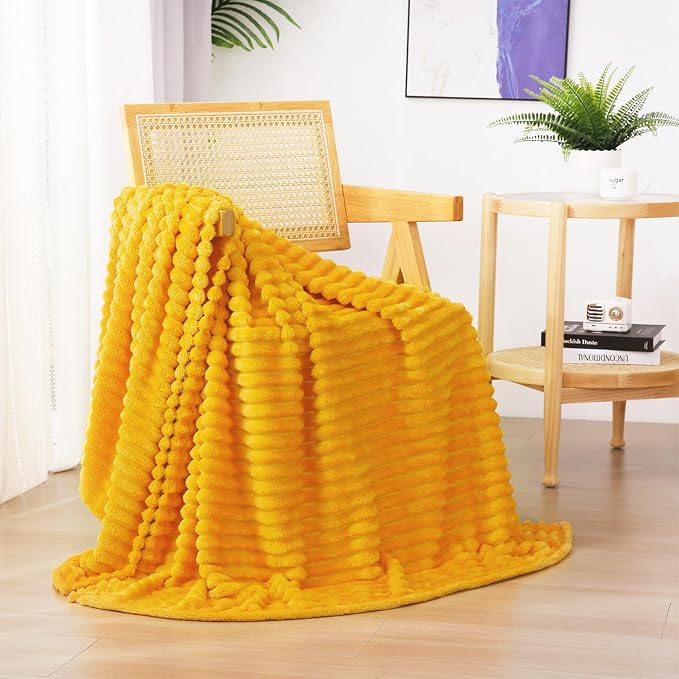 Gold Fleece Throw Blanket 90”×90” - Image 3