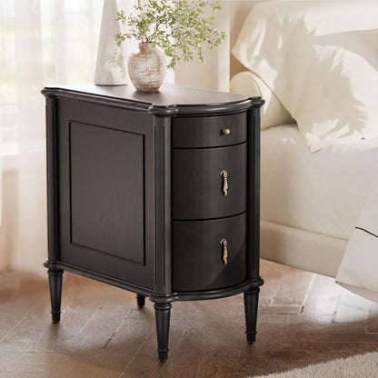 STO'SENSE Nightstand w/Charging Station & 3 Drawers, Pre-Assembled, Vintage by STOSENSE