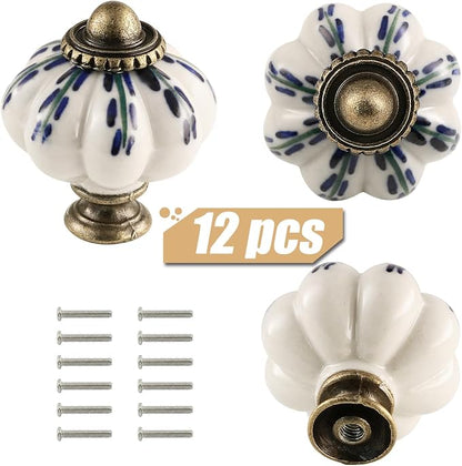 Ivory Pumpkin Knobs 12 Pack Ceramic Cabinet Knobs Vintage Drawer Pulls - Image 2