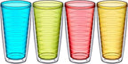 Amazing Abby - Alaska - 24-Ounce Insulated Plastic Tumblers (Set of 4), Double-Wall Plastic Drinking Glasses, Mixed-Color Reusable Plastic Cups, BPA-Free, Shatter-Proof, Dishwasher-Safe