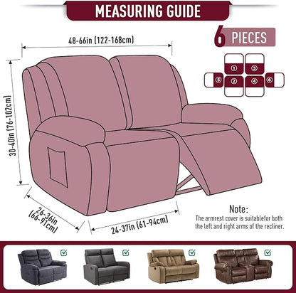 TAOCOCO Recliner Loveseat Slipcover, 6 Pieces Dual Recliner Sofa Covers - Image 5