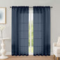 Navy Blue Sheer Curtains 72 Inches Long 2 Panels Set, Transparent Voile Sheer by OWENIE