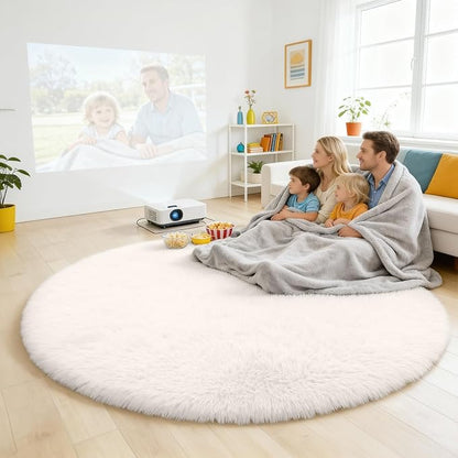 OLANLY Ivory Round Rugs for Bedroom - Image 3