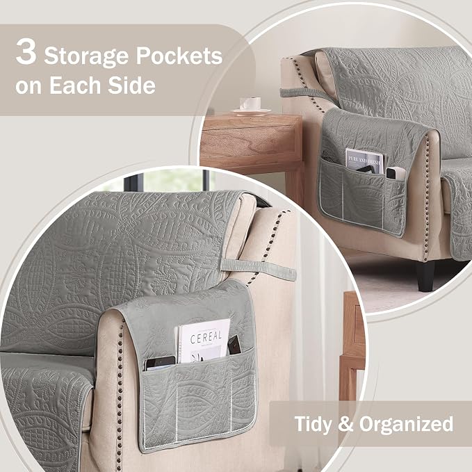 Quilted Grand Sofa Covers for 4 Cushion Couch, Couch Cover for Grand Sofa - Image 4