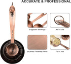 Copper Plated Measuring Cups and Spoons Set, Stainless Steel Measuring Cups and Spoons Set with 5 Kitchen Measure Cup, 6 Spice Measure Spoons, US&Metric Measuring Tools for Baking